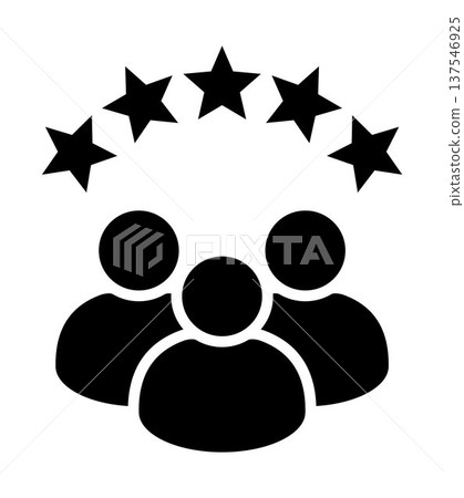 Team rating icon with people silhouettes and five stars feedback evaluation concept customer review reputation score quality assessment symbol for service ranking 137546925
