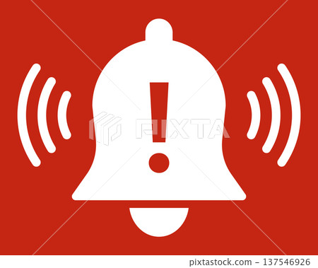 Warning notification bell icon with exclamation mark alert alarm symbol emergency signal attention reminder message notice concept for app interface web design safety alert 137546926