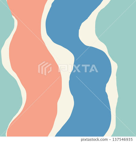 Abstract seamless pattern with vertical pink, blue and white stripes. Hand painted illustration for design, print, fabric or background. 137546935