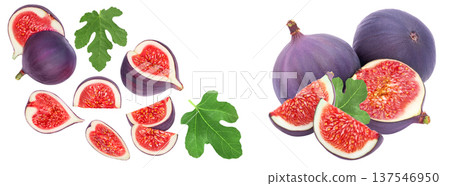 fig fruits isolated on white background. Top view with copy space for your text. Flat lay fig fruits isolated on white background. Top view with copy space for your text. Flat lay 137546950