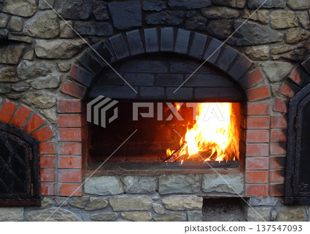 Sooty Top Part Of Brick Oven With Fireplace Inside It Sooty Top Part Of Brick Oven With Fireplace Inside It 137547093