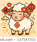 Year of the sheep. Vector poster with cute sheep, symbolizing good fortune for Chinese New Year 2027 137547331