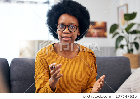 Black woman, therapist and talking with advice on sofa in psychology, office and holistic discussion of mental health or trauma. Professional, psychologist and person speaking of depression on couch Black woman, therapist and talking with advice on sofa in psychology, office and holistic discussion of mental health or trauma. Professional, psychologist and person speaking of depression on couch 137547629