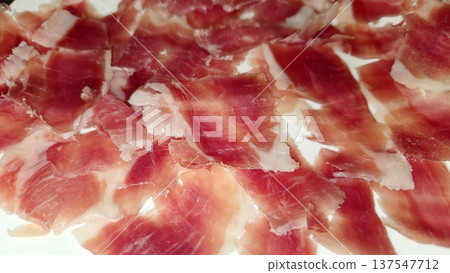 Gourmet spanish ham platter for culinary delights and festive dining Gourmet spanish ham platter for culinary delights and festive dining 137547712