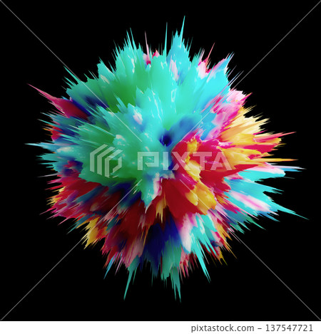 Vibrant Colorful Abstract Burst Explosion 3D Digital Art Multicolor Spiky Paint Splash On Black Vibrant Colorful Abstract Burst Explosion 3D Digital Art Multicolor Spiky Paint Splash On Black 137547721