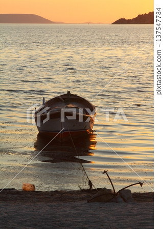 fishing boats on the lake. fishing boats on the lake. 137547784
