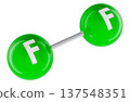 Fluorine molecule F2 ball and stick model. 3D rendering 137548351
