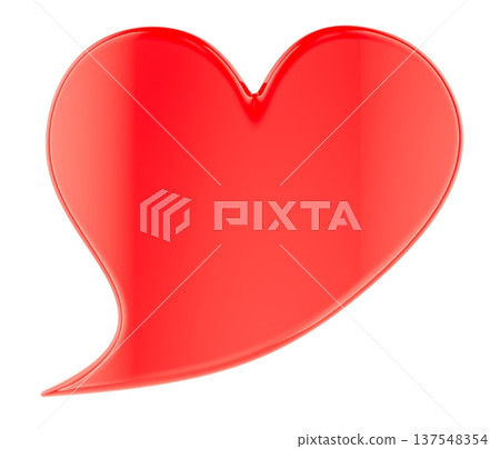 Heart shaped speech bubble icon for love message, 3d rendering 137548354