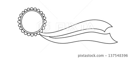 Rosette Award Seal With Flowing Ribbon Outline Illustration 137548396