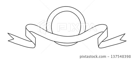 Award Badge With Ribbon Banner Outline Illustration 137548398