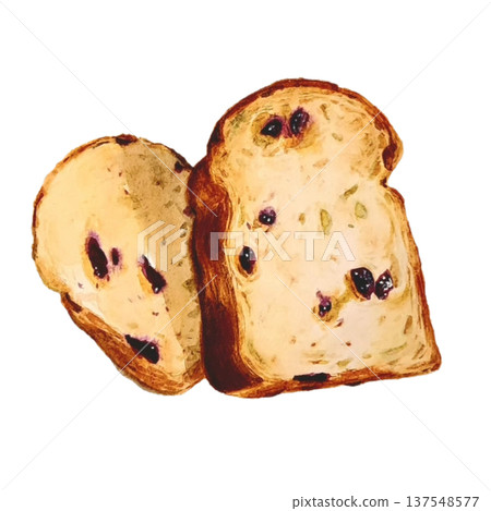 葡萄乾麵包“手繪水彩” 137548577