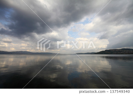 clouds reflected in the lake clouds reflected in the lake 137549340