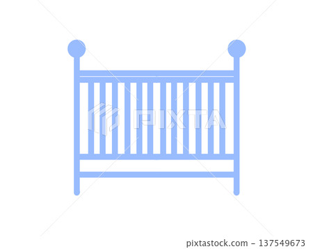 嬰兒床圖示(簡約藍色) 嬰兒床圖示(簡約藍色) 137549673