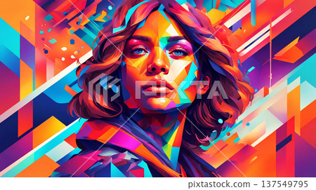 Surrealist illustration of a woman in modern art painting. Conceptual art. Cubism Surrealist illustration of a woman in modern art painting. Conceptual art. Cubism 137549795