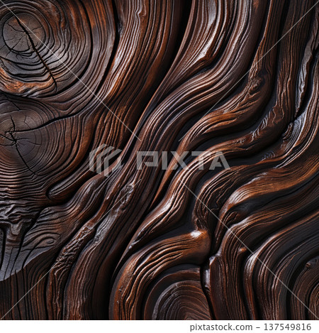 Abstract Dark Carved Wood Texture. AI Generated 137549816