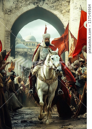 Grand ceremonial entry of the Turkish Sultan into the conquered city of Constantinople 137549984