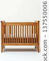 Modern wooden cot providing a safe sleeping environment for babies on a clean background 137550006