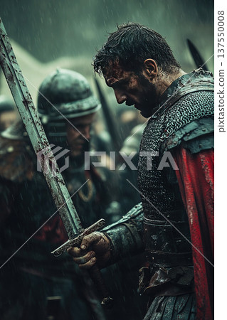 Duel between a barbarian German warrior and a Roman soldier in a brutal battle 137550008