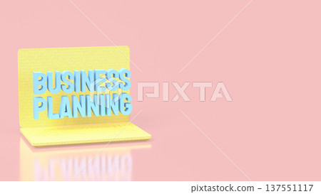 Creative Business Planning Concept On Laptop Screen With Pastel Background 3d render. Creative Business Planning Concept On Laptop Screen With Pastel Background 3d render. 137551117