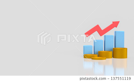 Rising Financial Growth Concept With Coins And Upward Arrow Chart 3d render. Rising Financial Growth Concept With Coins And Upward Arrow Chart 3d render. 137551119