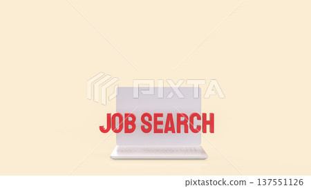 Job Search Text Emerging From Laptop Screen Online Career Recruitment Concept 3d render. Job Search Text Emerging From Laptop Screen Online Career Recruitment Concept 3d render. 137551126