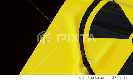 Radiation Hazard Warning Symbol On Yellow Safety Background 3d render. 137551133