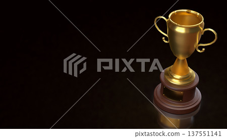 Golden Trophy Award Symbol Of Victory And Achievement Concept 3d render. 137551141