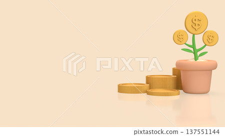 Money Growth Concept With Dollar Coin Plant In Pot 3d render. Money Growth Concept With Dollar Coin Plant In Pot 3d render. 137551144