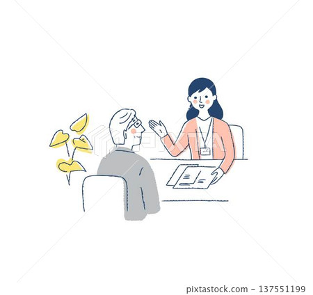 A businesswoman explaining to a senior man A businesswoman explaining to a senior man 137551199