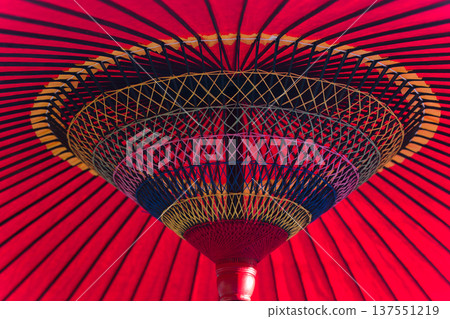 The inside of a snake-eye umbrella (Japanese umbrella) displayed in a shop near Jindaiji Temple The inside of a snake-eye umbrella (Japanese umbrella) displayed in a shop near Jindaiji Temple 137551219