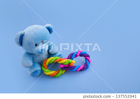 Blue teddy bear supporting autism awareness and neurodiversity Blue teddy bear supporting autism awareness and neurodiversity 137552041