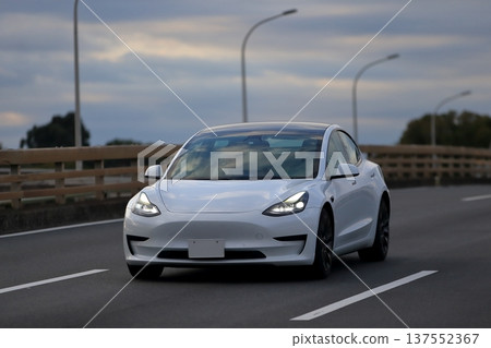 White electric car image 137552367