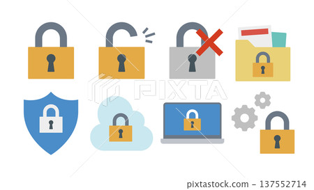 Padlock icon set for cyber security images Padlock icon set for cyber security images 137552714