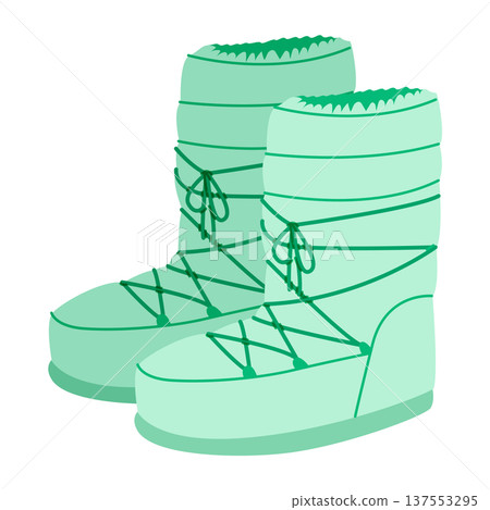 Mint lace-up padded winter boot women flat pair. Wrapped construction with front lacing for expedition alpine, cold. Mint lace-up padded winter boot women flat pair. Wrapped construction with front lacing for expedition alpine, cold. 137553295