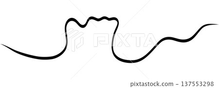 Curly one line ornament with many tight loops like a spring. Continuous black stroke creates playful tangle for underline 137553298