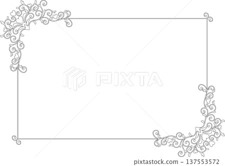 Vintage calligraphy style frame material 266 <decorative border, decorative frame, heart, line drawing, black and white> 137553572
