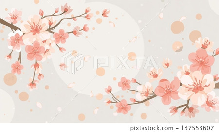 櫻花插畫設計 137553607