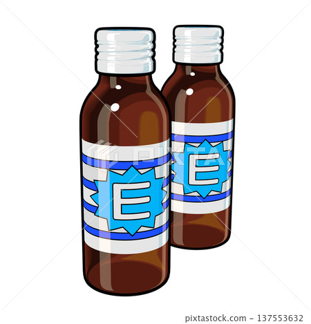 Illustration material of quasi-drugs: Two energy drinks (1_1) Color line drawing 137553632
