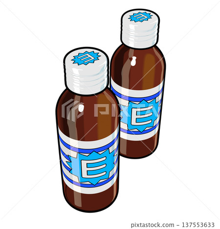 Illustration material of quasi-drugs: Two energy drinks (1_2) Color line drawing 137553633