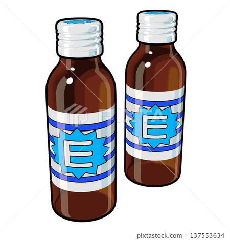 準藥物插圖資料：兩種能量飲料（1_3）彩色線描圖 137553634