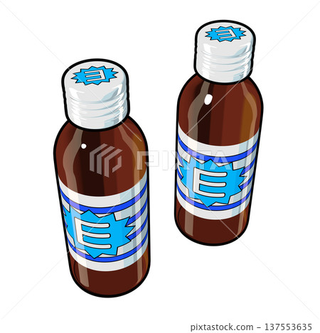 Illustration material of quasi-drugs: Two energy drinks (1_4) Color line drawing 137553635