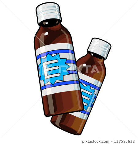 Illustration material of quasi-drugs: Two energy drinks (1_7) Color line drawing Illustration material of quasi-drugs: Two energy drinks (1_7) Color line drawing 137553638
