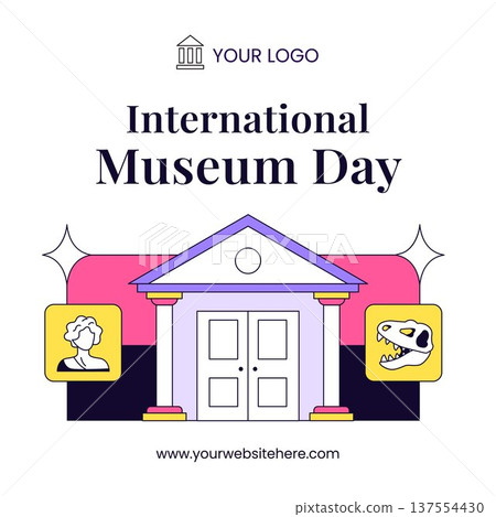 International Museum Day Flat Cartoon Hand Drawn Social Media Illustration Background 137554430