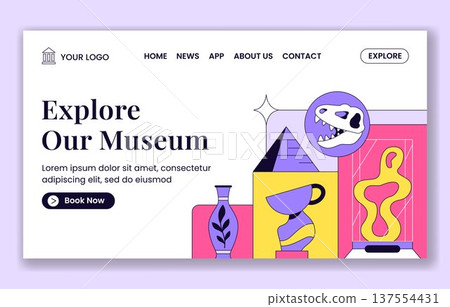 International Museum Day Social Media Landing Page Flat Cartoon Hand Drawn Template 137554431