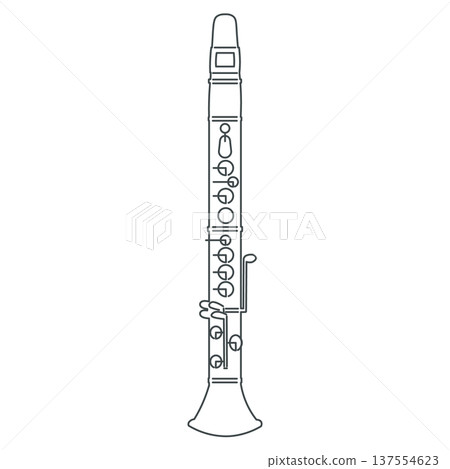 Minimalist design clarinet line drawing illustration 137554623