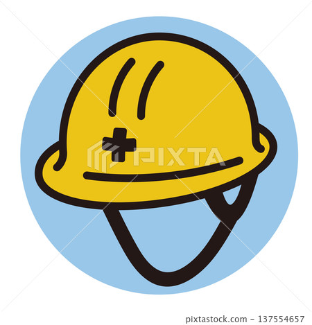Safety helmet icon. A helmet worn in construction, work, and disaster prevention. Safety helmet icon. A helmet worn in construction, work, and disaster prevention. 137554657