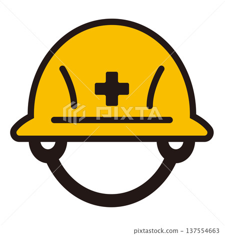 Safety helmet icon. A helmet worn in construction, work, and disaster prevention. Safety helmet icon. A helmet worn in construction, work, and disaster prevention. 137554663