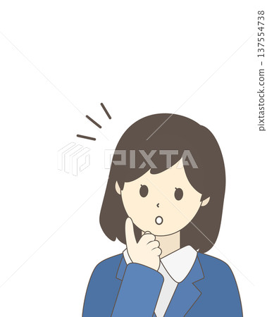 A businesswoman coming up with an idea | Illustration of a female office worker with her finger raised 137554738