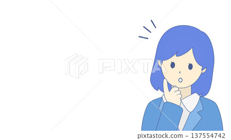 一位女商人正在構思一個想法 | 一位女上班族舉起手指的插圖 一位女商人正在構思一個想法 | 一位女上班族舉起手指的插圖 137554742