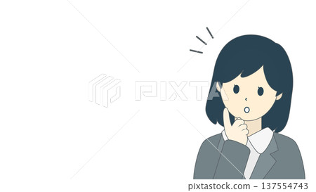一位女商人正在構思一個想法 | 一位女上班族舉起手指的插圖 一位女商人正在構思一個想法 | 一位女上班族舉起手指的插圖 137554743